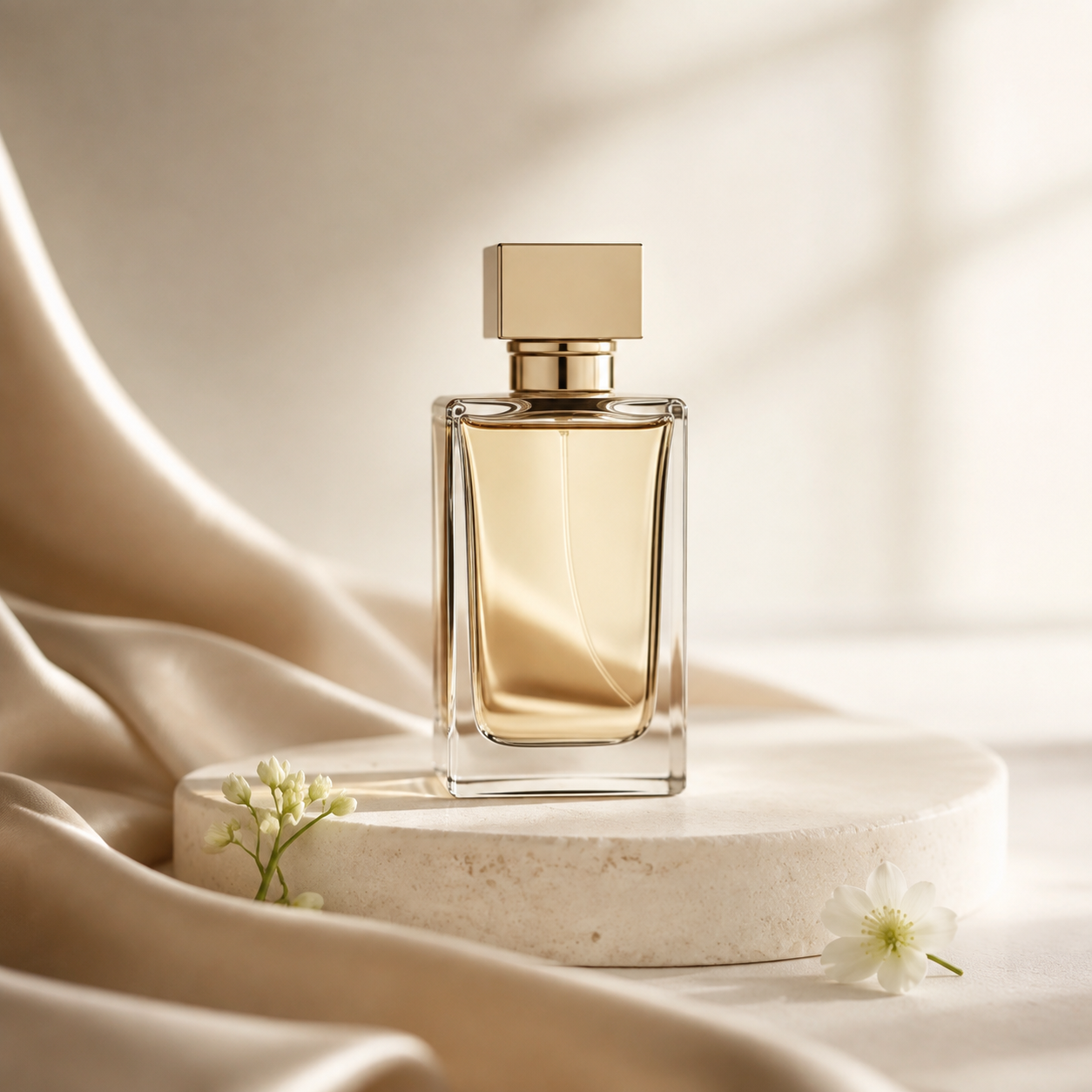 Resultado de una fotografía minimalista de una botella de perfume de lujo